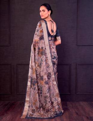 Designer tasar silk blend printed saree with rich look 3