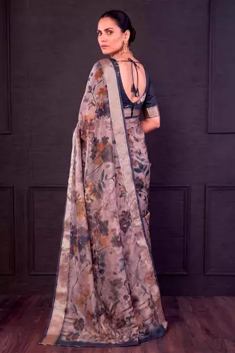 Designer tasar silk blend printed saree with rich look