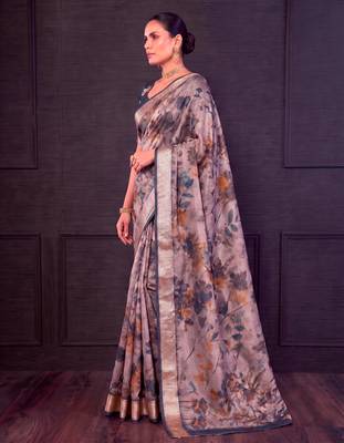 Designer tasar silk blend printed saree with rich look 4