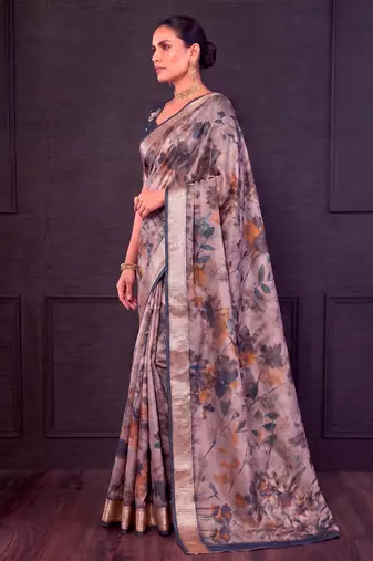 Designer tasar silk blend printed saree with rich look