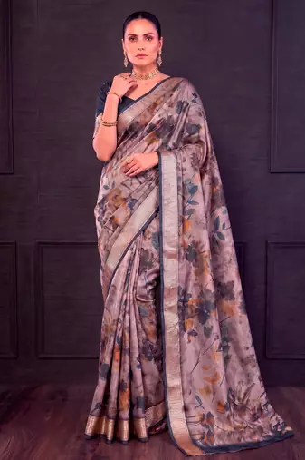 Designer tasar silk blend printed saree with rich look