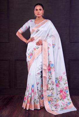 Designer tasar silk blend printed saree with rich look 1