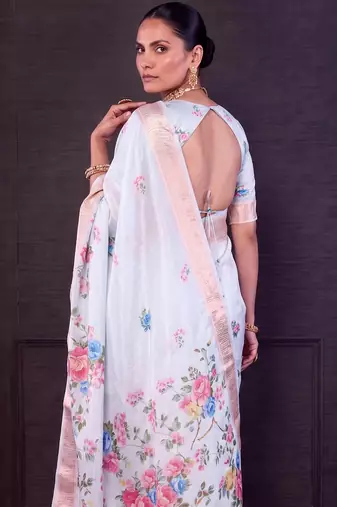 Designer tasar silk blend printed saree with rich look