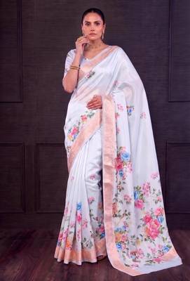 Designer tasar silk blend printed saree with rich look 5
