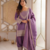 Lavender embroidered kurti set with farshi pant and dupatta