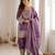 Lavender embroidered kurti set with farshi pant and dupatta