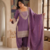 Lavender embroidered kurti set with farshi pant and dupatta