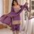 Lavender embroidered kurti set with farshi pant and dupatta
