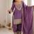 Lavender embroidered kurti set with farshi pant and dupatta