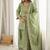 Pista green embroidered kurti with farshi pant and dupatta set
