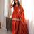 Rust orange embroidered kurti with farshi pant and dupatta set