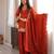 Rust orange embroidered kurti with farshi pant and dupatta set
