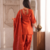 Rust orange embroidered kurti with farshi pant and dupatta set