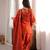 Rust orange embroidered kurti with farshi pant and dupatta set