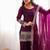 Wine embroidered short kurti with farshi pant and border dupatta set
