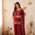 Red silk BLEND  embroidered kurta set with farshi pant suit