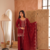 Red silk BLEND  embroidered kurta set with farshi pant suit