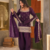 Designer wine embroidered kurti farshi pant set with scalloped dupatta
