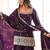 Designer wine embroidered kurti farshi pant set with scalloped dupatta