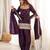 Designer wine embroidered kurti farshi pant set with scalloped dupatta