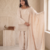 Designer cream ethnic kurti set with farshi pant & border dupatta