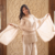 Designer cream ethnic kurti set with farshi pant & border dupatta