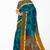 teal blue pure cotton blend saree with olive border
