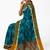 teal blue pure cotton blend saree with olive border