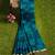 teal blue pure cotton blend saree with olive border