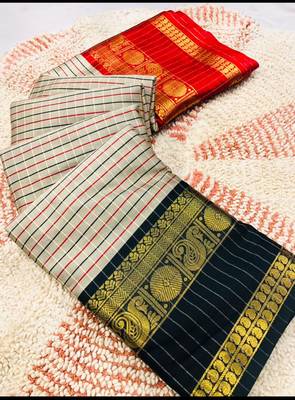 Ivory aura banarasi cotton silk blend saree with jacquard border 3