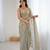 Grey festive trendy satin saree with two tone sequence embroidery
