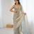 Grey festive trendy satin saree with two tone sequence embroidery