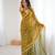 Olive festive trendy satin saree with two tone sequence embroidery