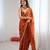 Orange festive trendy satin saree with two tone sequence embroidery