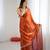 Orange festive trendy satin saree with two tone sequence embroidery