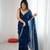 Navy blue festive trendy satin saree with two tone sequence embroidery