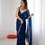 Navy blue festive trendy satin saree with two tone sequence embroidery