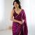 Wine festive trendy satin saree with two tone sequence embroidery