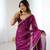 Wine festive trendy satin saree with two tone sequence embroidery