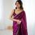 Wine festive trendy satin saree with two tone sequence embroidery
