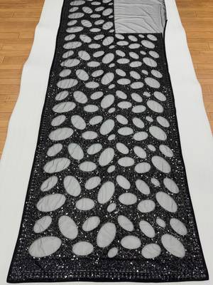 Black butterfly net saree with 5mm sequins embroidery 3