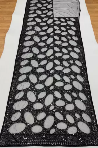 Black butterfly net saree with 5mm sequins embroidery