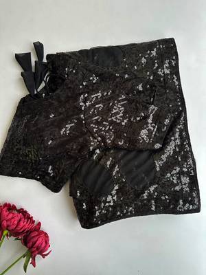 Black butterfly net saree with 5mm sequins embroidery 4