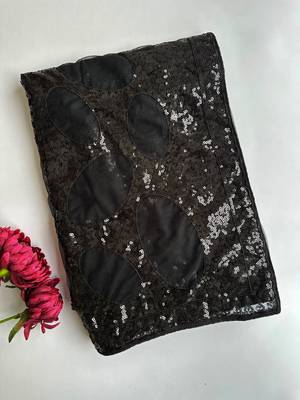 Black butterfly net saree with 5mm sequins embroidery 5
