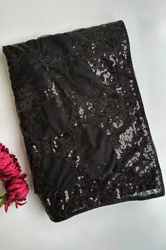 Black butterfly net saree with 5mm sequins embroidery