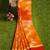 orange tie-dye pure cotton blend saree with red border