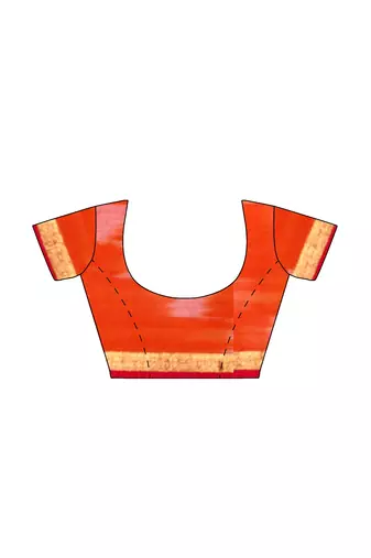 orange tie-dye pure cotton blend saree with red border