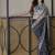Black butterfly soft net saree with pearl & sequins embroidery