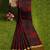 maroon black ikat pure cotton blend saree with olive border