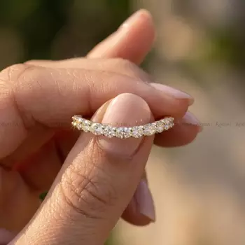 Elegant Gold Plated Half Eternity Round Band Ring for Women 1